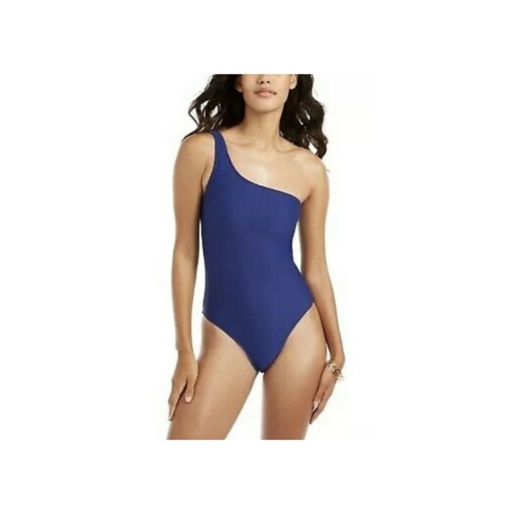 RACHEL Rachel‎ Roy Woman’s Ribbed One-Shoulder One-Piece Swimsuit Blue SZ L